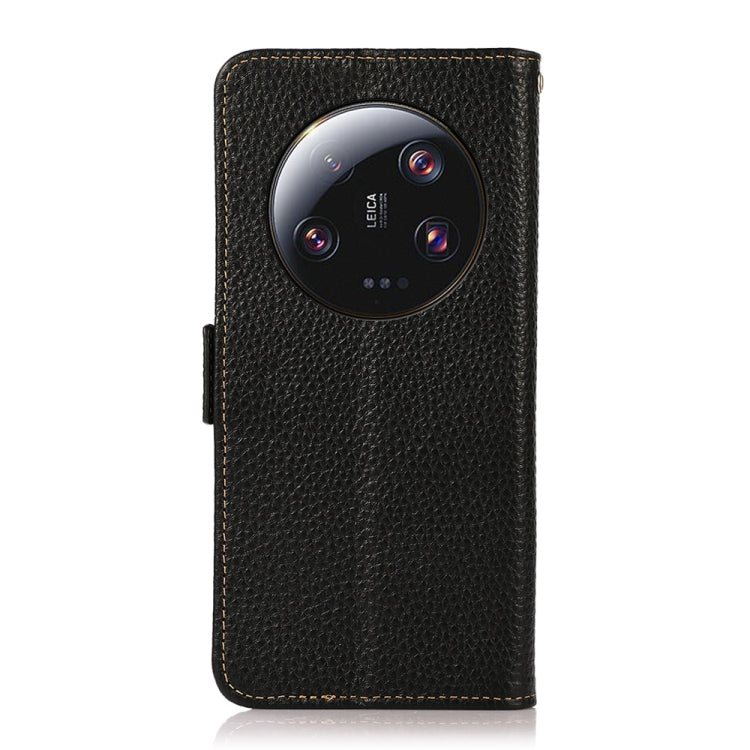 KHAZNEH Side-Magnetic Litchi Genuine Leather RFID Phone Case, For Xiaomi 13 Ultra, For Asus ROG Phone 7