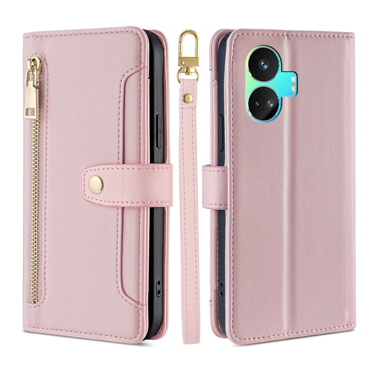 Sheep Texture Cross-body Zipper Wallet Leather Phone Case, For vivo iQOO Z7x, For OPPO A55S 5G, For Realme GT Neo5 SE, For Xiaomi Redmi Note 12 Turbo, For Kyocera Digno SX3-KYG02, For Nokia C12, For Nokia C22, For Nokia C32