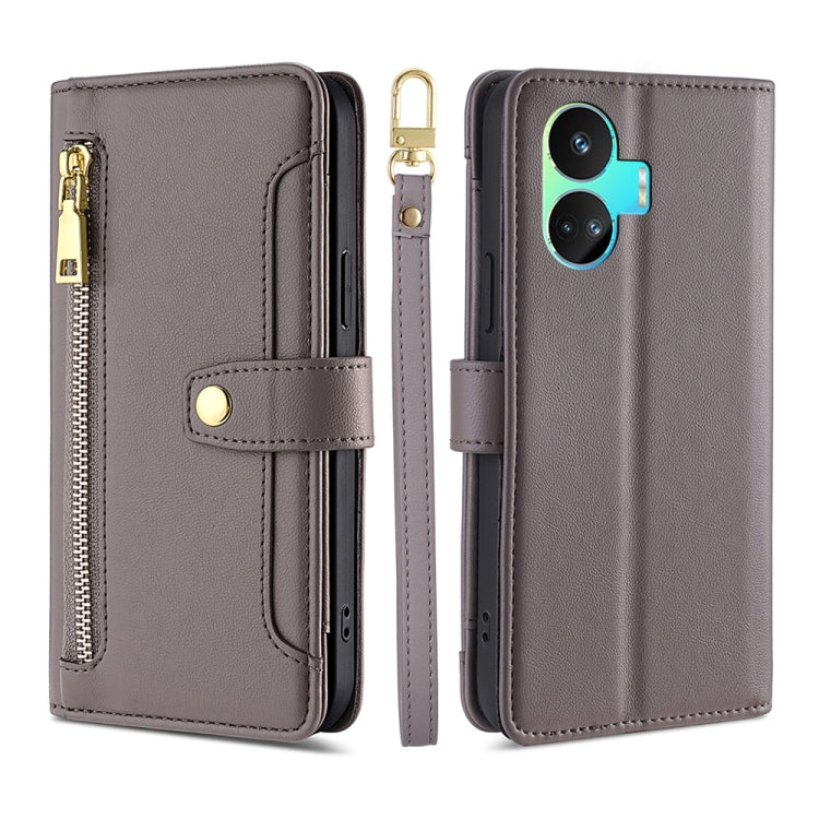 Sheep Texture Cross-body Zipper Wallet Leather Phone Case, For vivo iQOO Z7x, For OPPO A55S 5G, For Realme GT Neo5 SE, For Xiaomi Redmi Note 12 Turbo, For Kyocera Digno SX3-KYG02, For Nokia C12, For Nokia C22, For Nokia C32