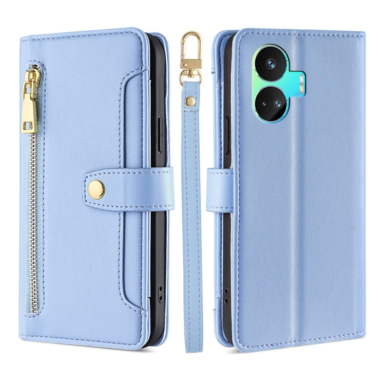 Sheep Texture Cross-body Zipper Wallet Leather Phone Case, For vivo iQOO Z7x, For OPPO A55S 5G, For Realme GT Neo5 SE, For Xiaomi Redmi Note 12 Turbo, For Kyocera Digno SX3-KYG02, For Nokia C12, For Nokia C22, For Nokia C32