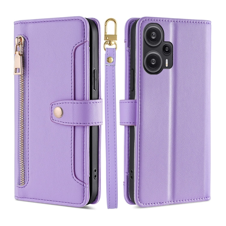 Sheep Texture Cross-body Zipper Wallet Leather Phone Case, For vivo iQOO Z7x, For OPPO A55S 5G, For Realme GT Neo5 SE, For Xiaomi Redmi Note 12 Turbo, For Kyocera Digno SX3-KYG02, For Nokia C12, For Nokia C22, For Nokia C32