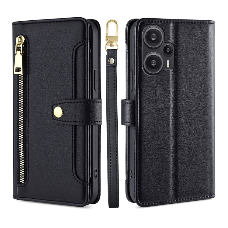Sheep Texture Cross-body Zipper Wallet Leather Phone Case, For vivo iQOO Z7x, For OPPO A55S 5G, For Realme GT Neo5 SE, For Xiaomi Redmi Note 12 Turbo, For Kyocera Digno SX3-KYG02, For Nokia C12, For Nokia C22, For Nokia C32