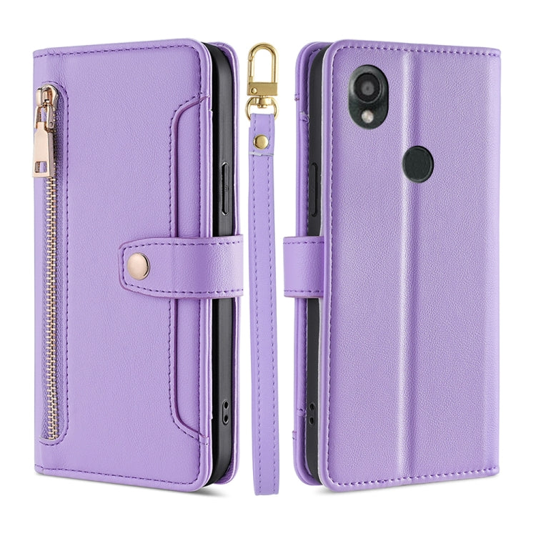 Sheep Texture Cross-body Zipper Wallet Leather Phone Case, For vivo iQOO Z7x, For OPPO A55S 5G, For Realme GT Neo5 SE, For Xiaomi Redmi Note 12 Turbo, For Kyocera Digno SX3-KYG02, For Nokia C12, For Nokia C22, For Nokia C32