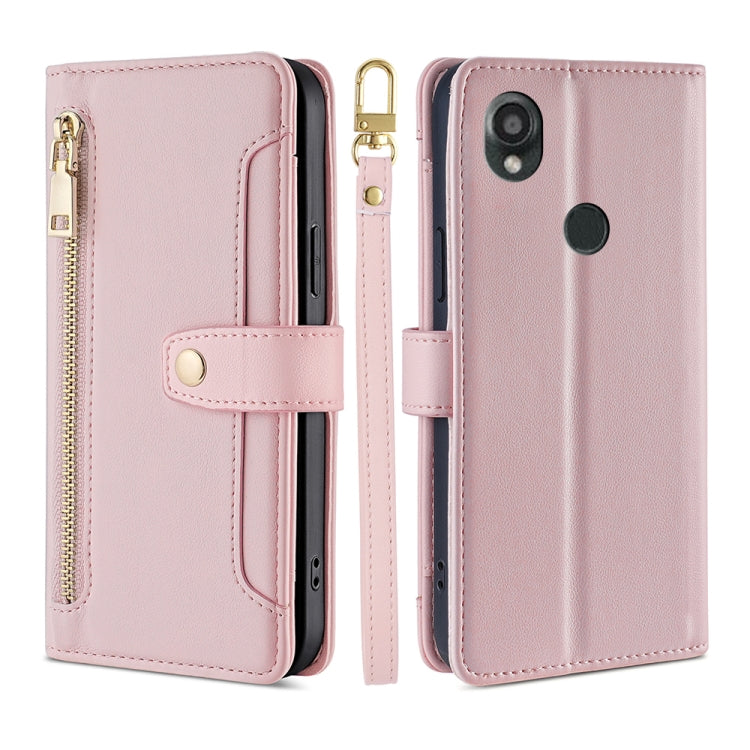 Sheep Texture Cross-body Zipper Wallet Leather Phone Case, For vivo iQOO Z7x, For OPPO A55S 5G, For Realme GT Neo5 SE, For Xiaomi Redmi Note 12 Turbo, For Kyocera Digno SX3-KYG02, For Nokia C12, For Nokia C22, For Nokia C32