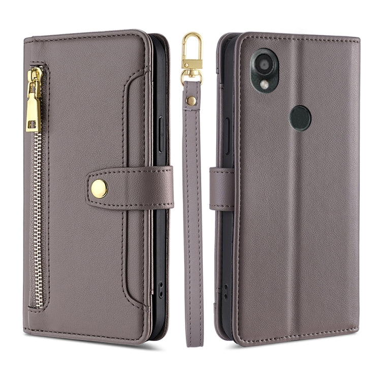 Sheep Texture Cross-body Zipper Wallet Leather Phone Case, For vivo iQOO Z7x, For OPPO A55S 5G, For Realme GT Neo5 SE, For Xiaomi Redmi Note 12 Turbo, For Kyocera Digno SX3-KYG02, For Nokia C12, For Nokia C22, For Nokia C32