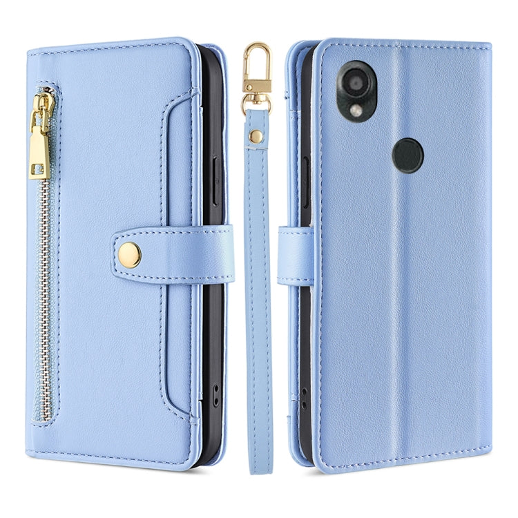 Sheep Texture Cross-body Zipper Wallet Leather Phone Case, For vivo iQOO Z7x, For OPPO A55S 5G, For Realme GT Neo5 SE, For Xiaomi Redmi Note 12 Turbo, For Kyocera Digno SX3-KYG02, For Nokia C12, For Nokia C22, For Nokia C32