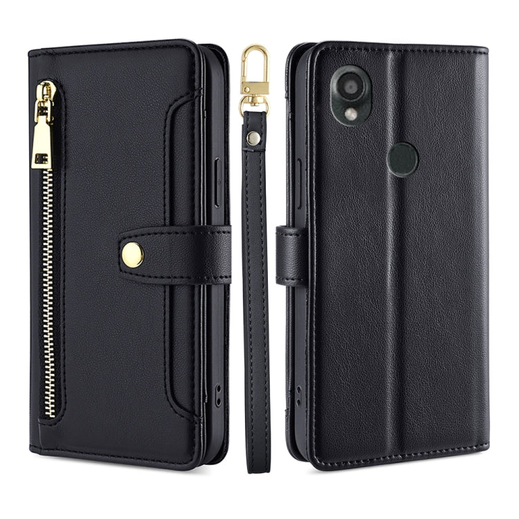Sheep Texture Cross-body Zipper Wallet Leather Phone Case, For vivo iQOO Z7x, For OPPO A55S 5G, For Realme GT Neo5 SE, For Xiaomi Redmi Note 12 Turbo, For Kyocera Digno SX3-KYG02, For Nokia C12, For Nokia C22, For Nokia C32