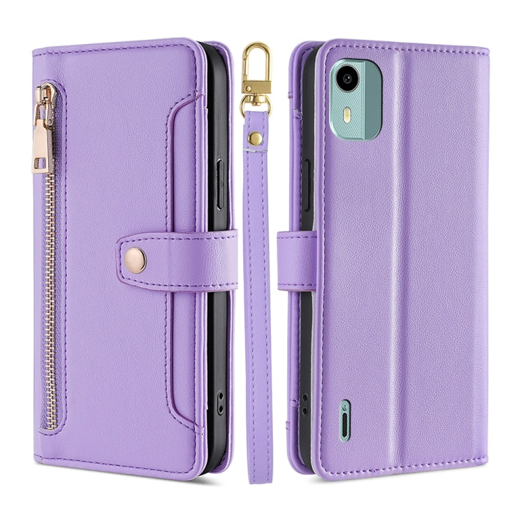 Sheep Texture Cross-body Zipper Wallet Leather Phone Case, For vivo iQOO Z7x, For OPPO A55S 5G, For Realme GT Neo5 SE, For Xiaomi Redmi Note 12 Turbo, For Kyocera Digno SX3-KYG02, For Nokia C12, For Nokia C22, For Nokia C32