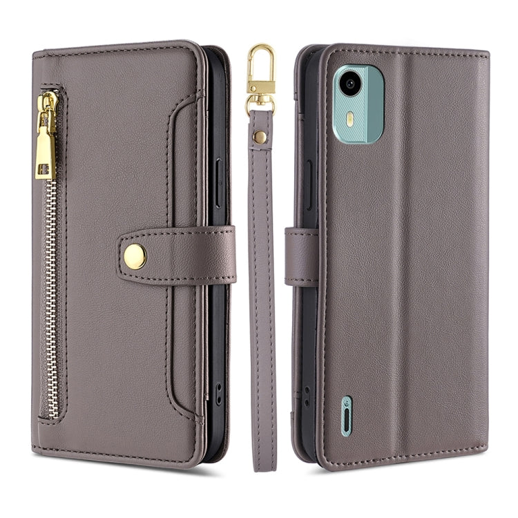 Sheep Texture Cross-body Zipper Wallet Leather Phone Case, For vivo iQOO Z7x, For OPPO A55S 5G, For Realme GT Neo5 SE, For Xiaomi Redmi Note 12 Turbo, For Kyocera Digno SX3-KYG02, For Nokia C12, For Nokia C22, For Nokia C32