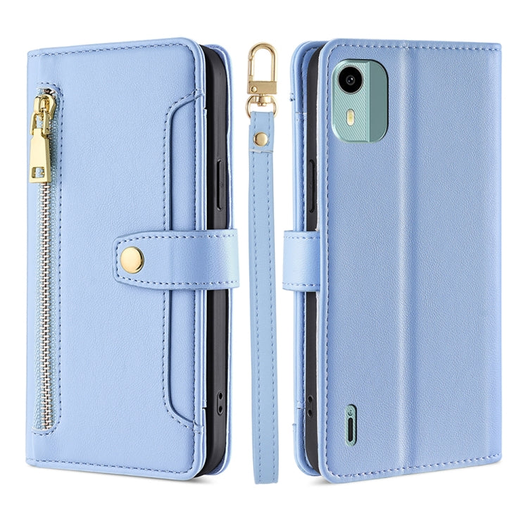 Sheep Texture Cross-body Zipper Wallet Leather Phone Case, For vivo iQOO Z7x, For OPPO A55S 5G, For Realme GT Neo5 SE, For Xiaomi Redmi Note 12 Turbo, For Kyocera Digno SX3-KYG02, For Nokia C12, For Nokia C22, For Nokia C32