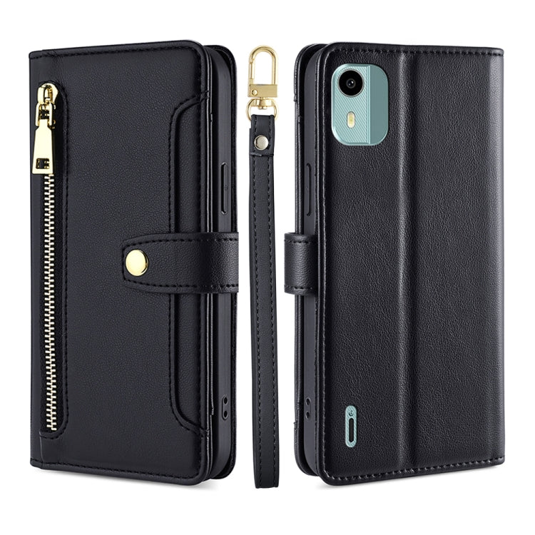 Sheep Texture Cross-body Zipper Wallet Leather Phone Case, For vivo iQOO Z7x, For OPPO A55S 5G, For Realme GT Neo5 SE, For Xiaomi Redmi Note 12 Turbo, For Kyocera Digno SX3-KYG02, For Nokia C12, For Nokia C22, For Nokia C32
