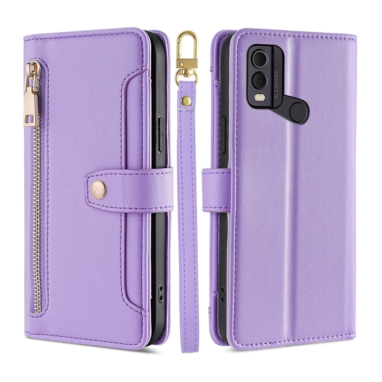 Sheep Texture Cross-body Zipper Wallet Leather Phone Case, For vivo iQOO Z7x, For OPPO A55S 5G, For Realme GT Neo5 SE, For Xiaomi Redmi Note 12 Turbo, For Kyocera Digno SX3-KYG02, For Nokia C12, For Nokia C22, For Nokia C32