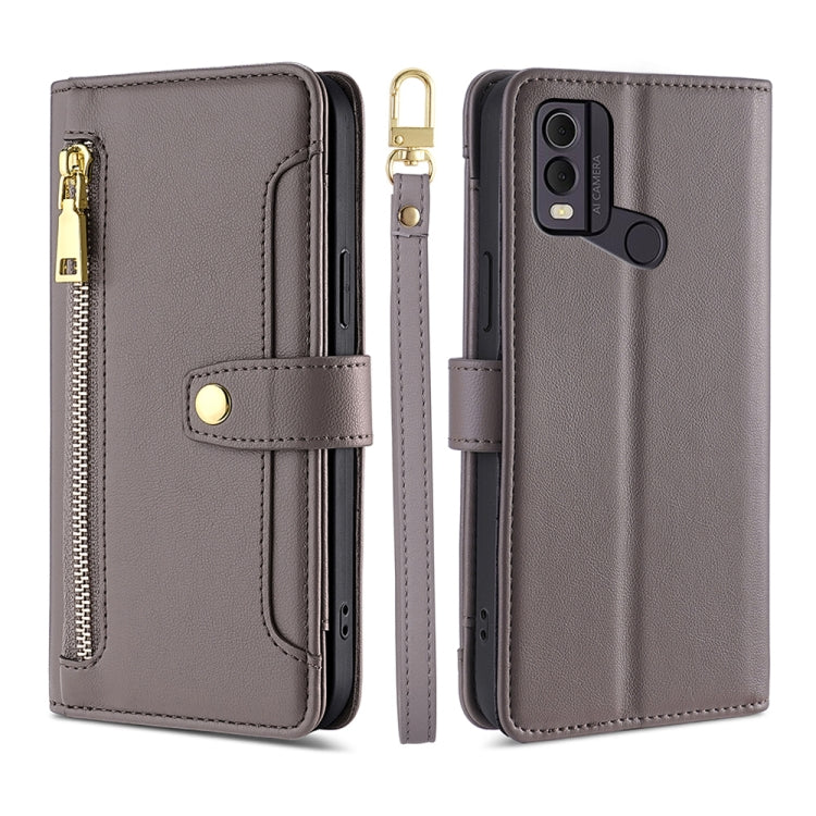 Sheep Texture Cross-body Zipper Wallet Leather Phone Case, For vivo iQOO Z7x, For OPPO A55S 5G, For Realme GT Neo5 SE, For Xiaomi Redmi Note 12 Turbo, For Kyocera Digno SX3-KYG02, For Nokia C12, For Nokia C22, For Nokia C32