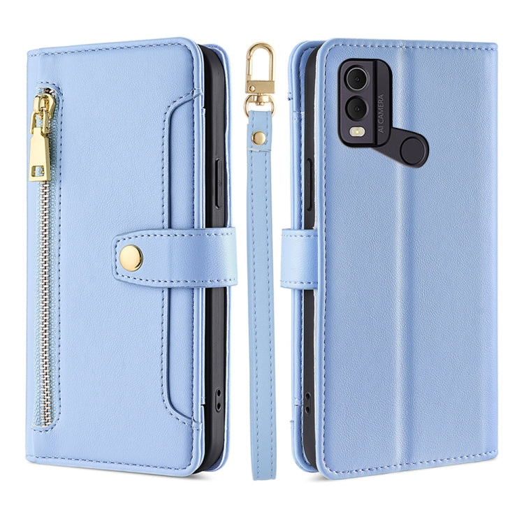 Sheep Texture Cross-body Zipper Wallet Leather Phone Case, For vivo iQOO Z7x, For OPPO A55S 5G, For Realme GT Neo5 SE, For Xiaomi Redmi Note 12 Turbo, For Kyocera Digno SX3-KYG02, For Nokia C12, For Nokia C22, For Nokia C32