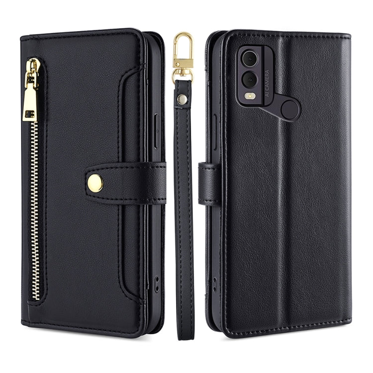 Sheep Texture Cross-body Zipper Wallet Leather Phone Case, For vivo iQOO Z7x, For OPPO A55S 5G, For Realme GT Neo5 SE, For Xiaomi Redmi Note 12 Turbo, For Kyocera Digno SX3-KYG02, For Nokia C12, For Nokia C22, For Nokia C32