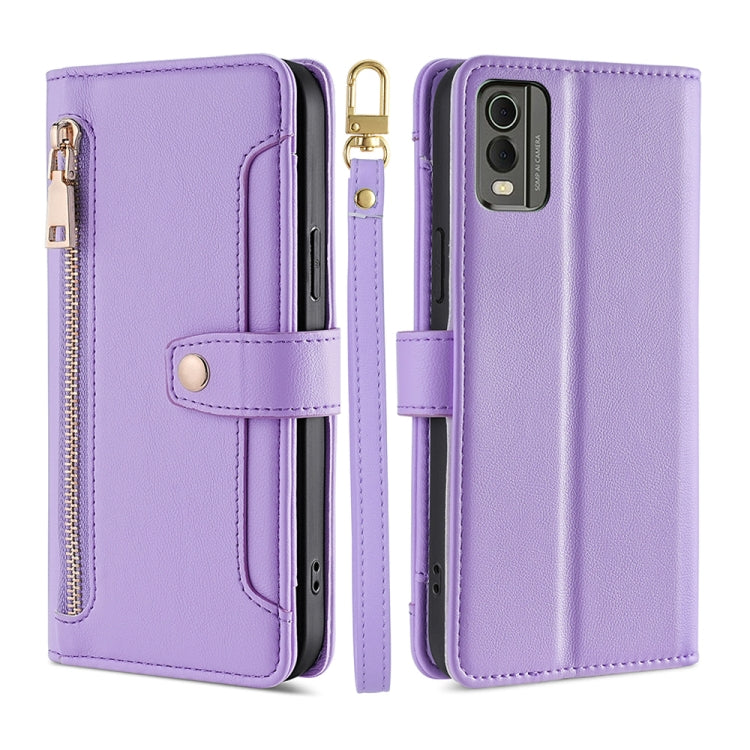 Sheep Texture Cross-body Zipper Wallet Leather Phone Case, For vivo iQOO Z7x, For OPPO A55S 5G, For Realme GT Neo5 SE, For Xiaomi Redmi Note 12 Turbo, For Kyocera Digno SX3-KYG02, For Nokia C12, For Nokia C22, For Nokia C32