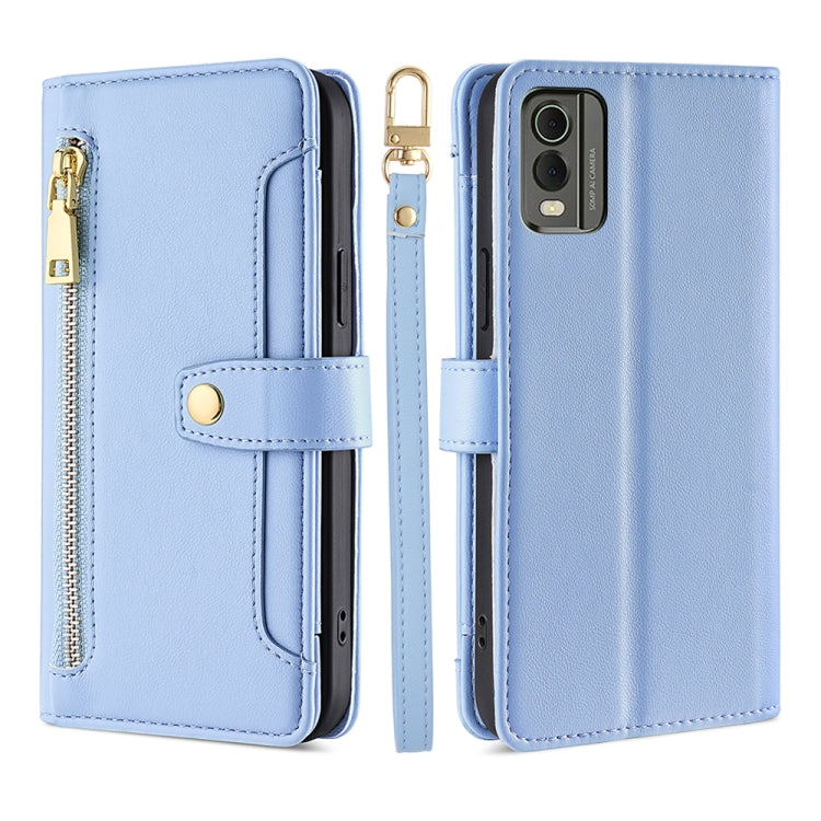 Sheep Texture Cross-body Zipper Wallet Leather Phone Case, For vivo iQOO Z7x, For OPPO A55S 5G, For Realme GT Neo5 SE, For Xiaomi Redmi Note 12 Turbo, For Kyocera Digno SX3-KYG02, For Nokia C12, For Nokia C22, For Nokia C32