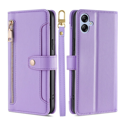 Sheep Texture Cross-body Zipper Wallet Leather Phone Case, For Samsung Galaxy A04e 4G, For Samsung Galaxy A54 5G, For Samsung Galaxy M14 5G