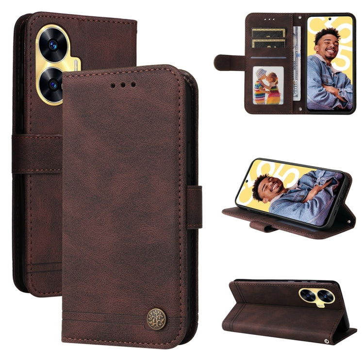 Skin Feel Life Tree Metal Button Leather Phone Case, For Realme C65 4G, For Realme C55, For Realme GT Neo 5 5G / GT3