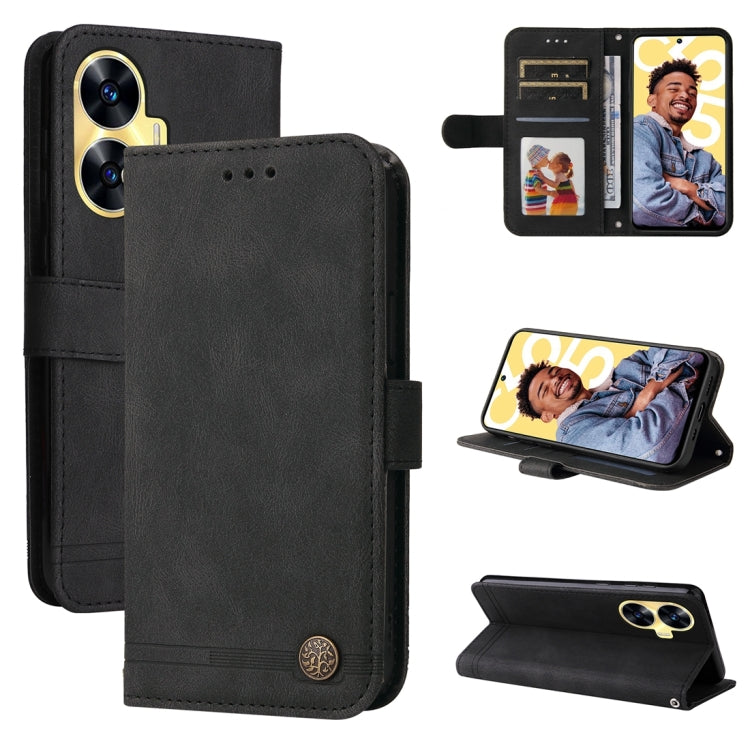 Skin Feel Life Tree Metal Button Leather Phone Case, For Realme C65 4G, For Realme C55, For Realme GT Neo 5 5G / GT3
