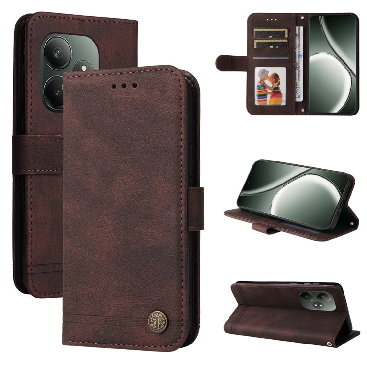 Skin Feel Life Tree Metal Button Leather Phone Case, For Realme 14 Pro+ Global, For Realme 14 Pro Global, For Realme GT 7 Pro, For Realme 13+, For Realme 13 Pro / 13 Pro+ / 12 Pro, For Realme GT 6 / GT Neo6 SE, For Realme C63 / C61  / Note 60          ...