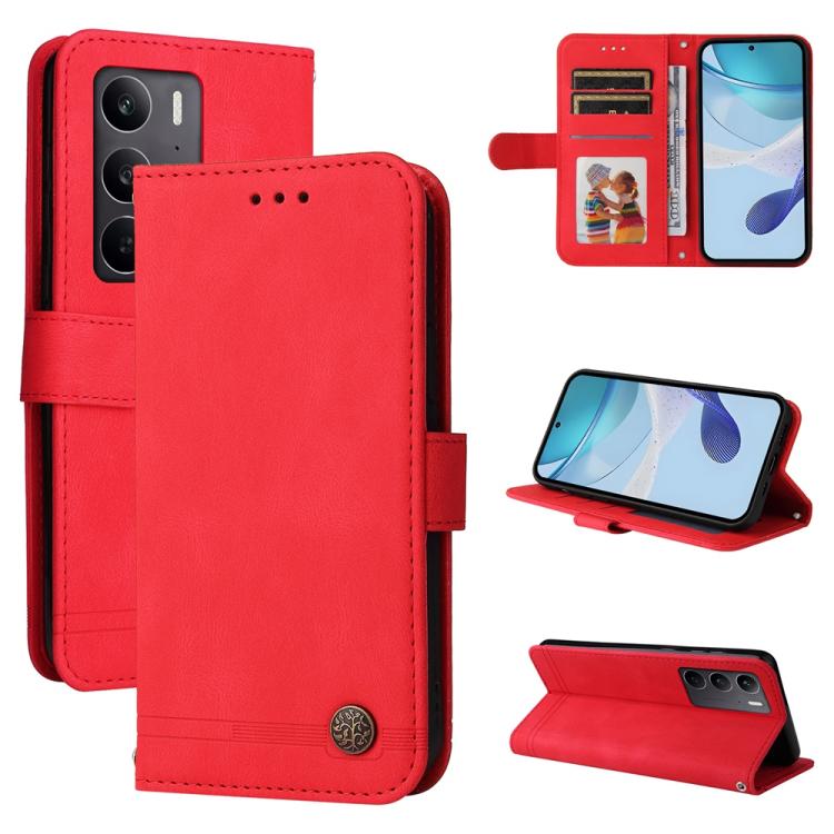 Skin Feel Life Tree Metal Button Leather Phone Case, For Realme 16 Pro+ 5G, For Realme 16 Pro 5G, For Realme 15x 5G India / Realme C85 5G, For Realme C85 Pro 4G, For Realme 15T 5G, For Realme Narzo 80 Lite 4G / C71 India                                ...