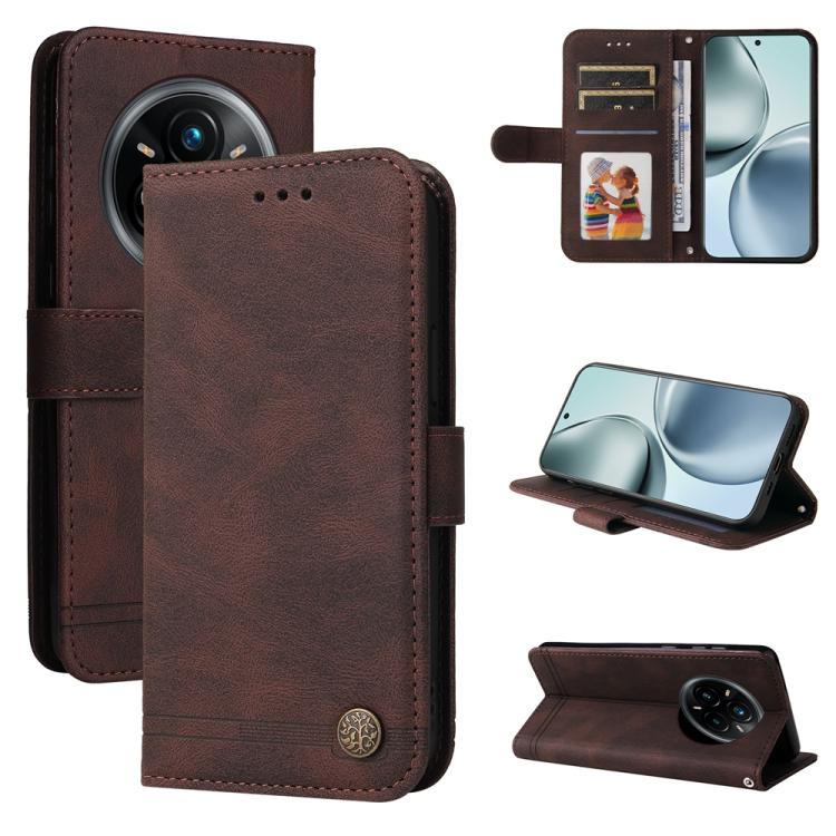 Skin Feel Life Tree Metal Button Leather Phone Case, For Realme 14 Pro+ Global, For Realme 14 Pro Global, For Realme GT 7 Pro, For Realme 13+, For Realme 13 Pro / 13 Pro+ / 12 Pro, For Realme GT 6 / GT Neo6 SE, For Realme C63 / C61  / Note 60          ...