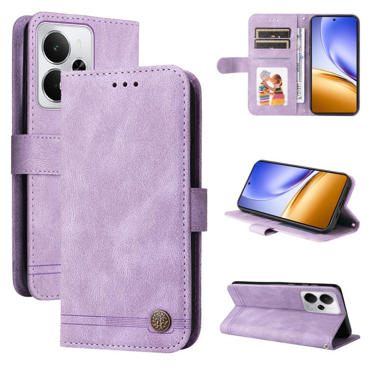 Skin Feel Life Tree Metal Button Leather Phone Case, For Realme 16 Pro+ 5G, For Realme 16 Pro 5G, For Realme 15x 5G India / Realme C85 5G, For Realme C85 Pro 4G, For Realme 15T 5G, For Realme Narzo 80 Lite 4G / C71 India                                ...
