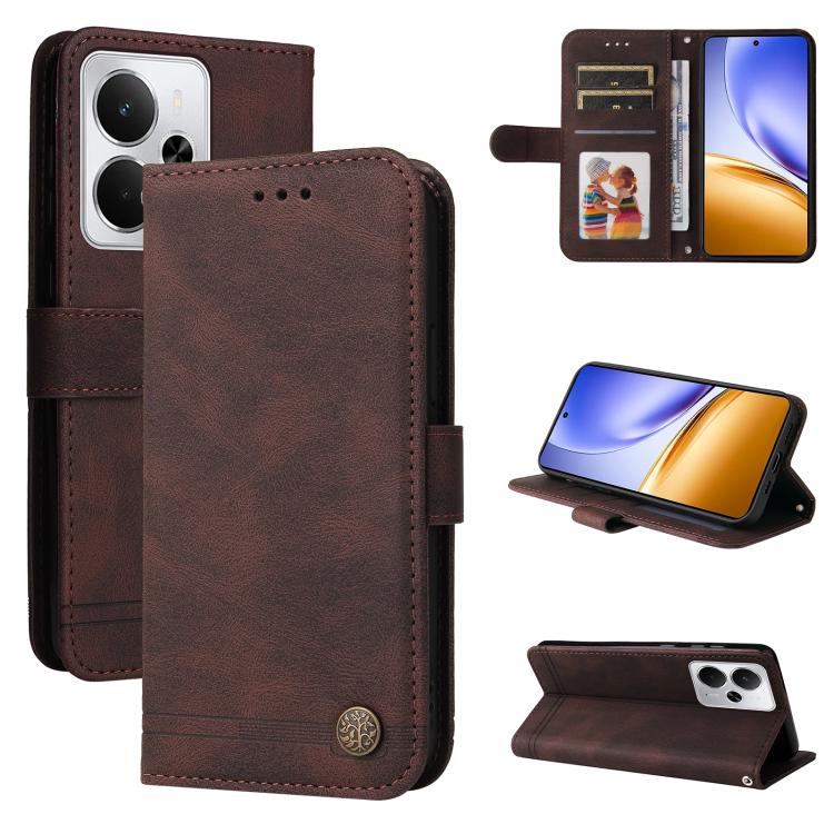 Skin Feel Life Tree Metal Button Leather Phone Case, For Realme 16 Pro+ 5G, For Realme 16 Pro 5G, For Realme 15x 5G India / Realme C85 5G, For Realme C85 Pro 4G, For Realme 15T 5G, For Realme Narzo 80 Lite 4G / C71 India                                ...