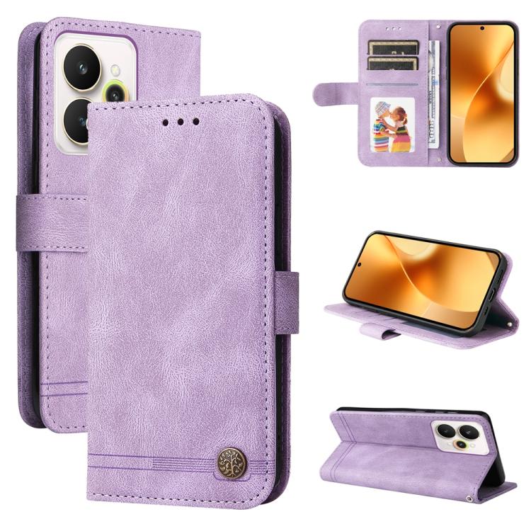 Skin Feel Life Tree Metal Button Leather Phone Case, For Realme 16 Pro+ 5G, For Realme 16 Pro 5G, For Realme 15x 5G India / Realme C85 5G, For Realme C85 Pro 4G, For Realme 15T 5G, For Realme Narzo 80 Lite 4G / C71 India                                ...