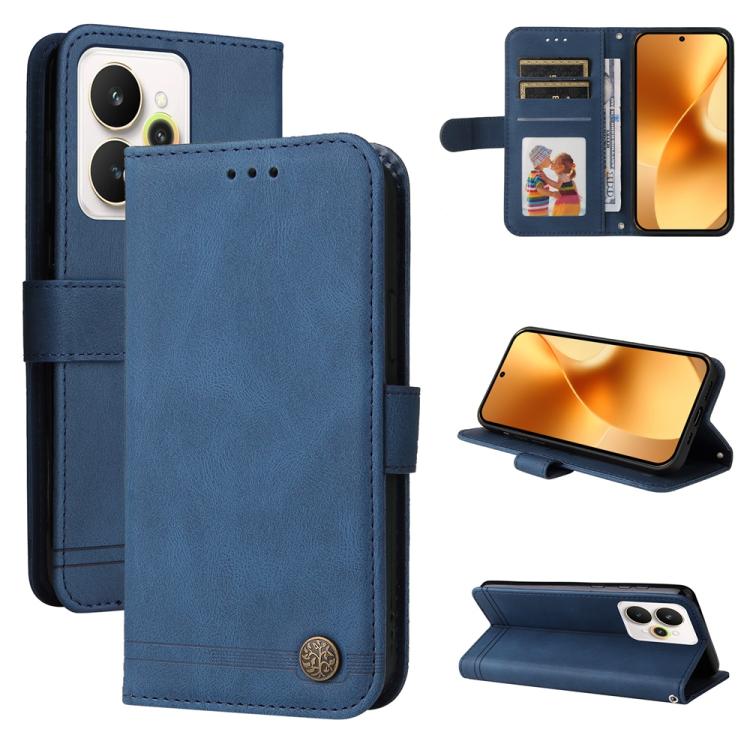 Skin Feel Life Tree Metal Button Leather Phone Case, For Realme 16 Pro+ 5G, For Realme 16 Pro 5G, For Realme 15x 5G India / Realme C85 5G, For Realme C85 Pro 4G, For Realme 15T 5G, For Realme Narzo 80 Lite 4G / C71 India                                ...