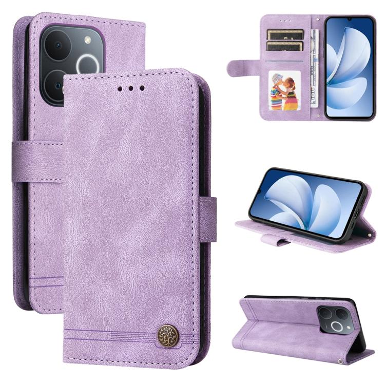 Skin Feel Life Tree Metal Button Leather Phone Case, For Realme 16 Pro+ 5G, For Realme 16 Pro 5G, For Realme 15x 5G India / Realme C85 5G, For Realme C85 Pro 4G, For Realme 15T 5G, For Realme Narzo 80 Lite 4G / C71 India                                ...