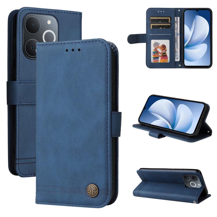 Skin Feel Life Tree Metal Button Leather Phone Case, For Realme 16 Pro+ 5G, For Realme 16 Pro 5G, For Realme 15x 5G India / Realme C85 5G, For Realme C85 Pro 4G, For Realme 15T 5G, For Realme Narzo 80 Lite 4G / C71 India                                ...