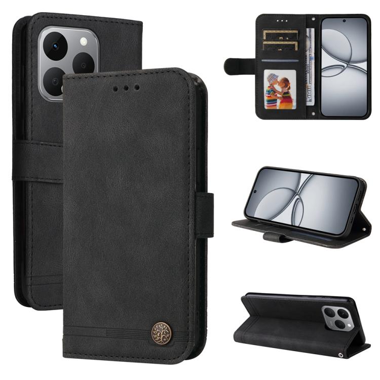 Skin Feel Life Tree Metal Button Leather Phone Case, For Realme 16 Pro+ 5G, For Realme 16 Pro 5G, For Realme 15x 5G India / Realme C85 5G, For Realme C85 Pro 4G, For Realme 15T 5G, For Realme Narzo 80 Lite 4G / C71 India                                ...