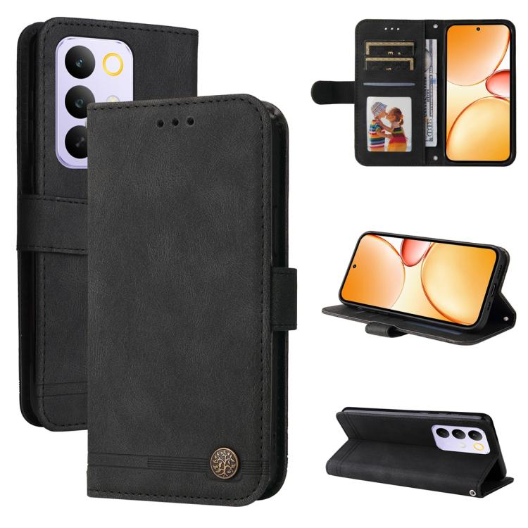 Skin Feel Life Tree Metal Button Leather Phone Case, For Realme 16 Pro+ 5G, For Realme 16 Pro 5G, For Realme 15x 5G India / Realme C85 5G, For Realme C85 Pro 4G, For Realme 15T 5G, For Realme Narzo 80 Lite 4G / C71 India                                ...