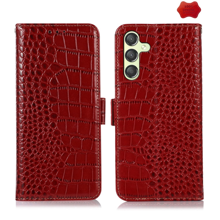 Crocodile Top Layer Cowhide Leather Phone Case, For Samsung Galaxy Xcover 7, For Samsung Galaxy M54 5G, For Samsung Galaxy A35 5G, For Samsung Galaxy M34 5G, For Samsung Galaxy S24 Ultra, For Samsung Galaxy A55 5G, For Samsung Galaxy S24+              ...