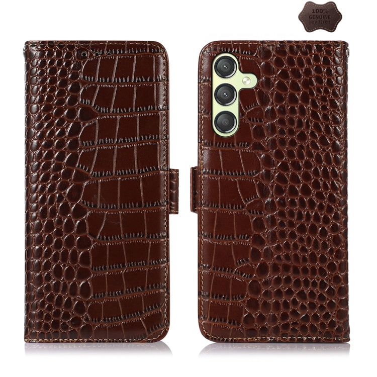 Crocodile Top Layer Cowhide Leather Phone Case, For Samsung Galaxy Xcover 7, For Samsung Galaxy M54 5G, For Samsung Galaxy A35 5G, For Samsung Galaxy M34 5G, For Samsung Galaxy S24 Ultra, For Samsung Galaxy A55 5G, For Samsung Galaxy S24+              ...