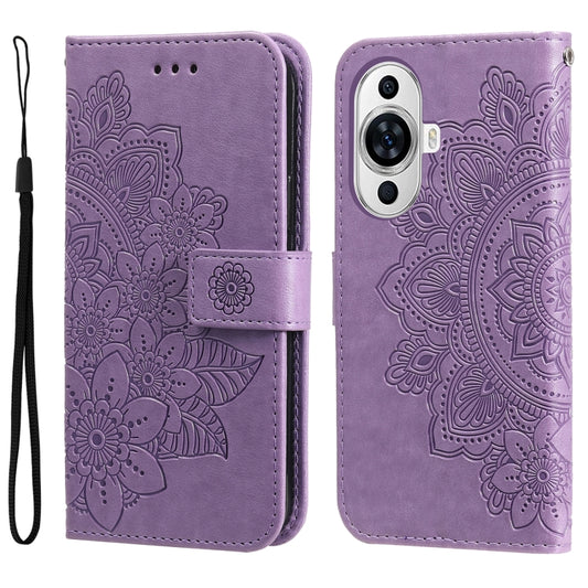 Seven-petal Flowers Embossing Leather Phone Case, For Huawei nova 11 Pro, For Huawei nova 11