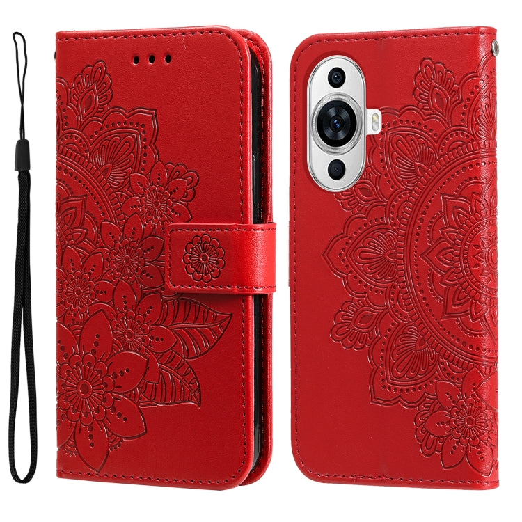 Seven-petal Flowers Embossing Leather Phone Case, For Huawei nova 11 Pro, For Huawei nova 11