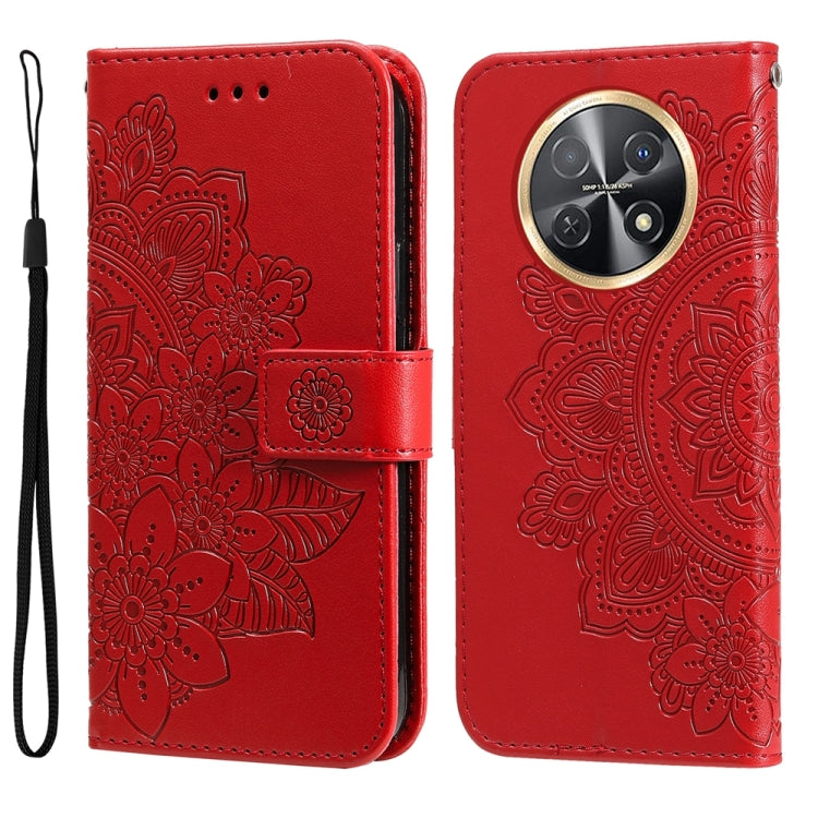 Seven-petal Flowers Embossing Leather Phone Case, For Huawei Enjoy 60X, For Huawei nova 11 Pro, For Huawei nova 11