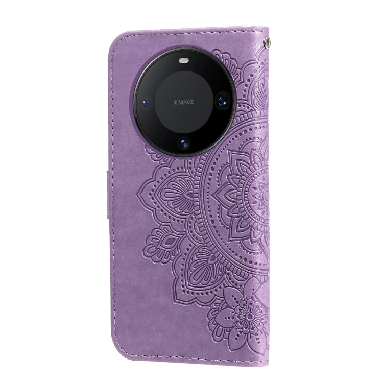 Seven-petal Flowers Embossing Leather Phone Case, For Huawei Mate 60 Pro, For Huawei Enjoy 60X, For Huawei nova 11 Pro, For Huawei nova 11