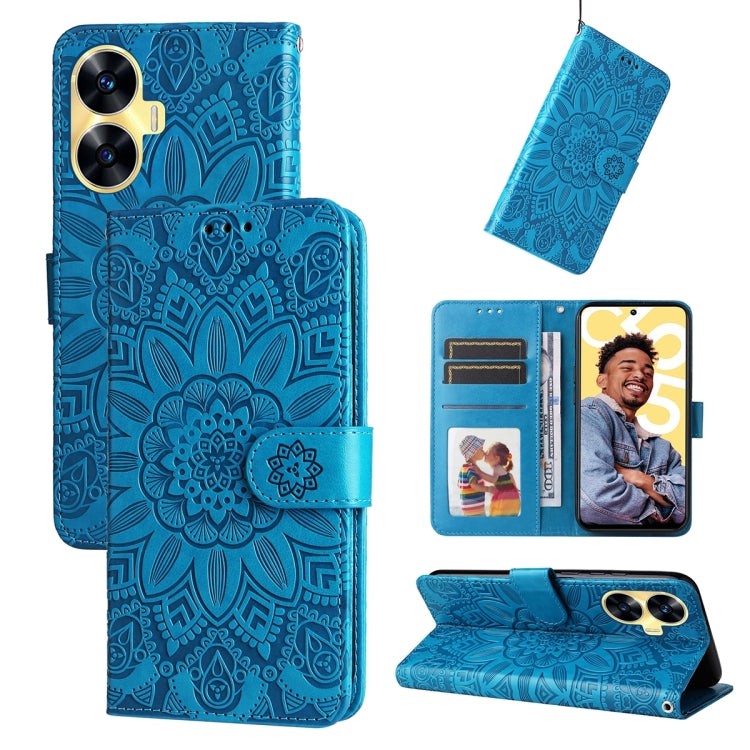 Embossed Sunflower Leather Phone Case, For Realme 12 Pro+, For Realme C67 4G Global, For Realme C67 Global / 11 5G Taiwan Version, For Realme 11 4G Global, For Realme C53 / Narzo N53, For Realme 11, For Realme 11 Pro / 11 Pro+, For Realme C65 4G       ...