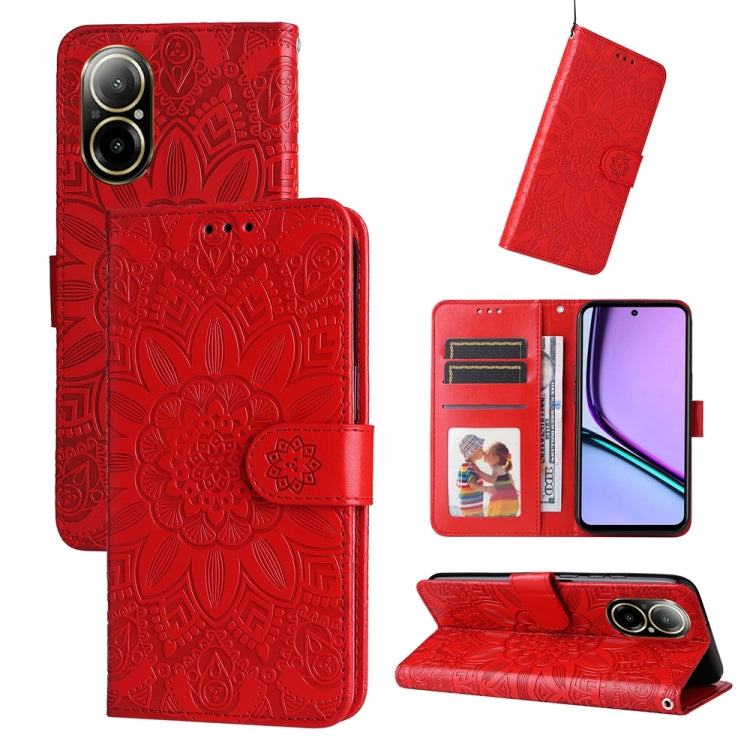 Embossed Sunflower Leather Phone Case, For Realme 12 5G, For Realme 12+, For Realme 12 Pro+, For Realme C67 4G Global, For Realme C67 Global / 11 5G Taiwan Version, For Realme 11 4G Global, For Realme C53 / Narzo N53, For Realme 11                     ...