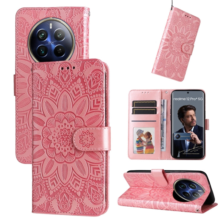 Embossed Sunflower Leather Phone Case, For Realme 12 5G, For Realme 12+, For Realme 12 Pro+, For Realme C67 4G Global, For Realme C67 Global / 11 5G Taiwan Version, For Realme 11 4G Global, For Realme C53 / Narzo N53, For Realme 11                     ...