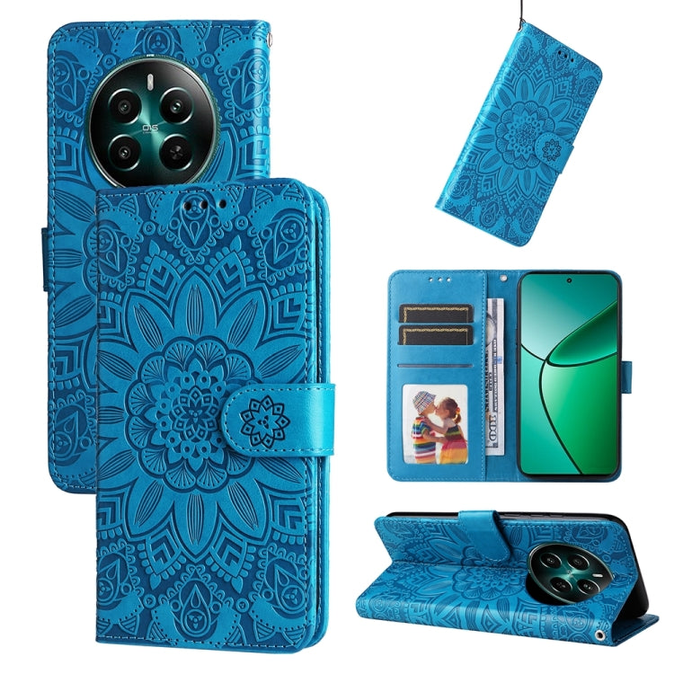 Embossed Sunflower Leather Phone Case, For Realme 14 Pro+ Global, For Realme 14 Pro Global, For Realme GT 7 Pro, For Realme 13+, For Realme 13 Pro / 13 Pro+ / P1 Pro Global, For Realme GT 6 / GT Neo6 SE, For Realme C63 / C61  / Note 60, For Realme 12 5...
