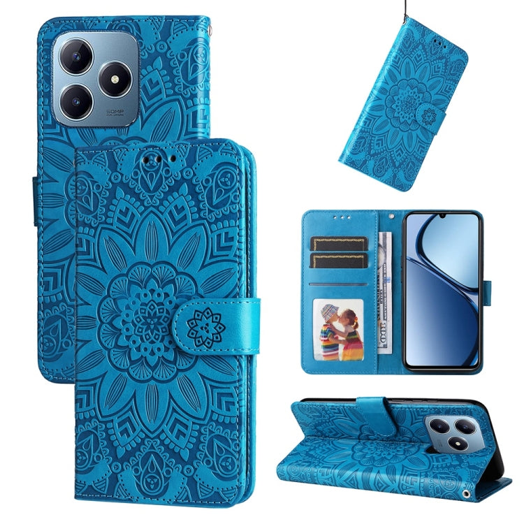 Embossed Sunflower Leather Phone Case, For Realme 14 Pro+ Global, For Realme 14 Pro Global, For Realme GT 7 Pro, For Realme 13+, For Realme 13 Pro / 13 Pro+ / P1 Pro Global, For Realme GT 6 / GT Neo6 SE, For Realme C63 / C61  / Note 60, For Realme 12 5...
