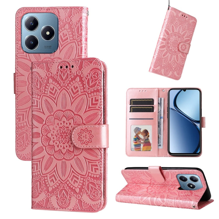 Embossed Sunflower Leather Phone Case, For Realme 14 Pro+ Global, For Realme 14 Pro Global, For Realme GT 7 Pro, For Realme 13+, For Realme 13 Pro / 13 Pro+ / P1 Pro Global, For Realme GT 6 / GT Neo6 SE, For Realme C63 / C61  / Note 60, For Realme 12 5...