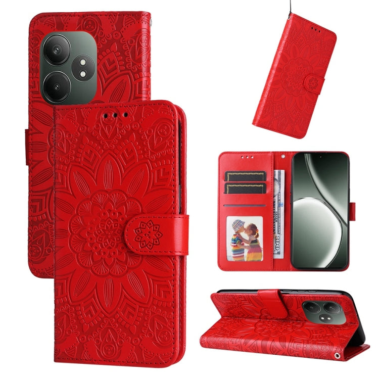 Embossed Sunflower Leather Phone Case, For Realme 14 Pro+ Global, For Realme 14 Pro Global, For Realme GT 7 Pro, For Realme 13+, For Realme 13 Pro / 13 Pro+ / P1 Pro Global, For Realme GT 6 / GT Neo6 SE, For Realme C63 / C61  / Note 60, For Realme 12 5...