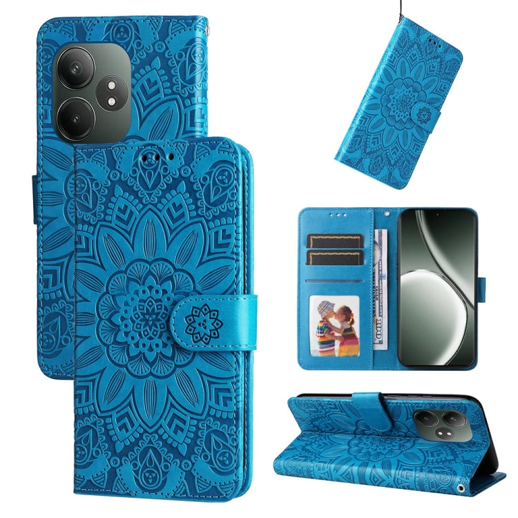 Embossed Sunflower Leather Phone Case, For Realme 14 Pro+ Global, For Realme 14 Pro Global, For Realme GT 7 Pro, For Realme 13+, For Realme 13 Pro / 13 Pro+ / P1 Pro Global, For Realme GT 6 / GT Neo6 SE, For Realme C63 / C61  / Note 60, For Realme 12 5...
