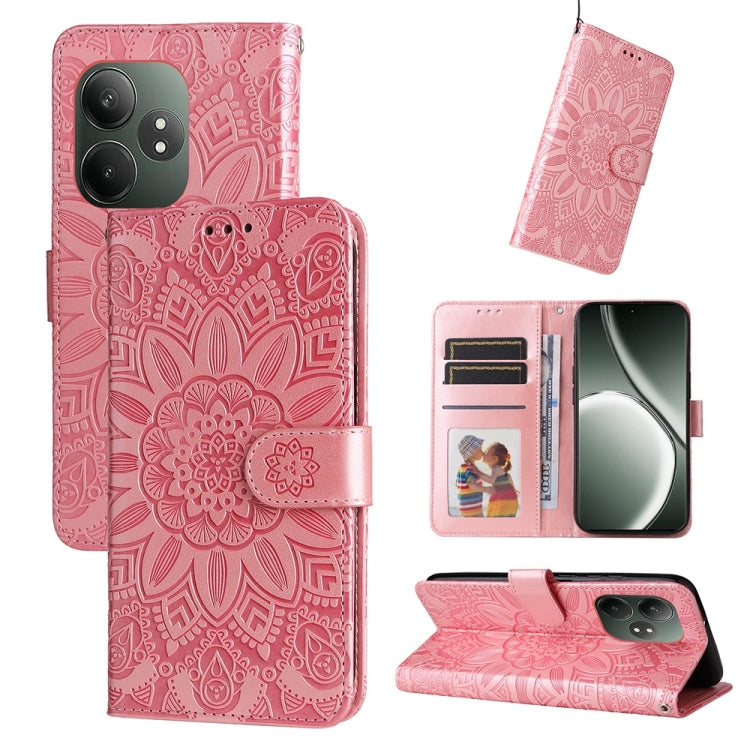 Embossed Sunflower Leather Phone Case, For Realme 14 Pro+ Global, For Realme 14 Pro Global, For Realme GT 7 Pro, For Realme 13+, For Realme 13 Pro / 13 Pro+ / P1 Pro Global, For Realme GT 6 / GT Neo6 SE, For Realme C63 / C61  / Note 60, For Realme 12 5...